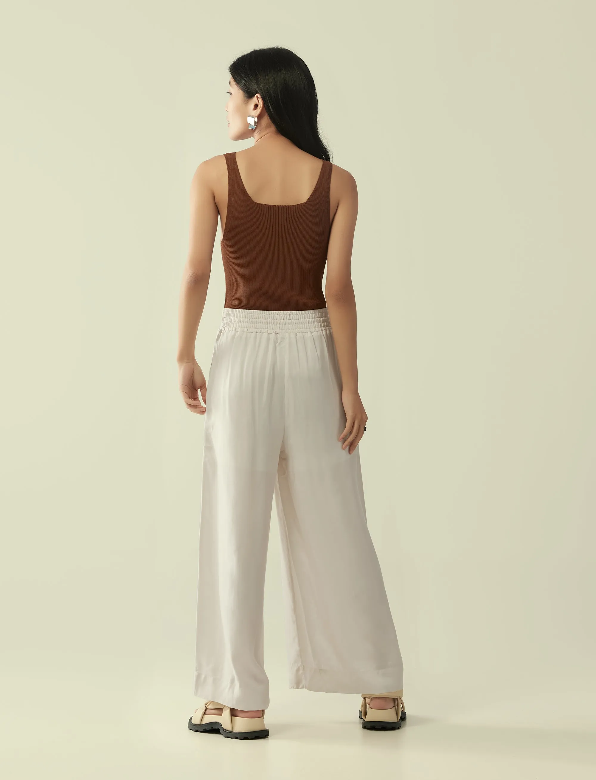 cupro drawstring flared pants