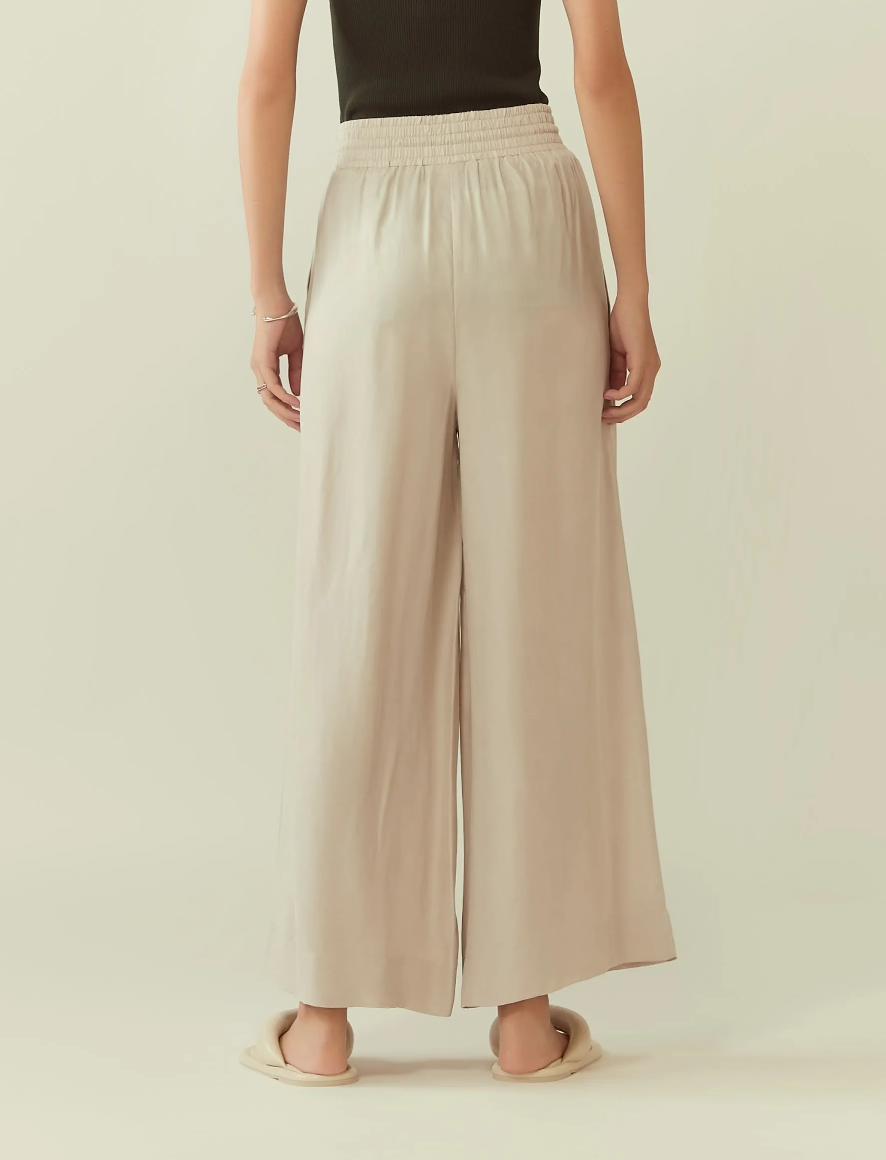 cupro drawstring flared pants