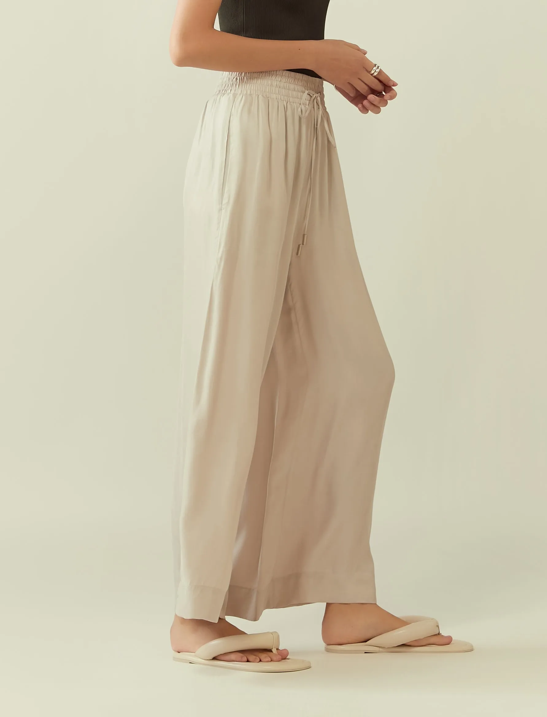 cupro drawstring flared pants