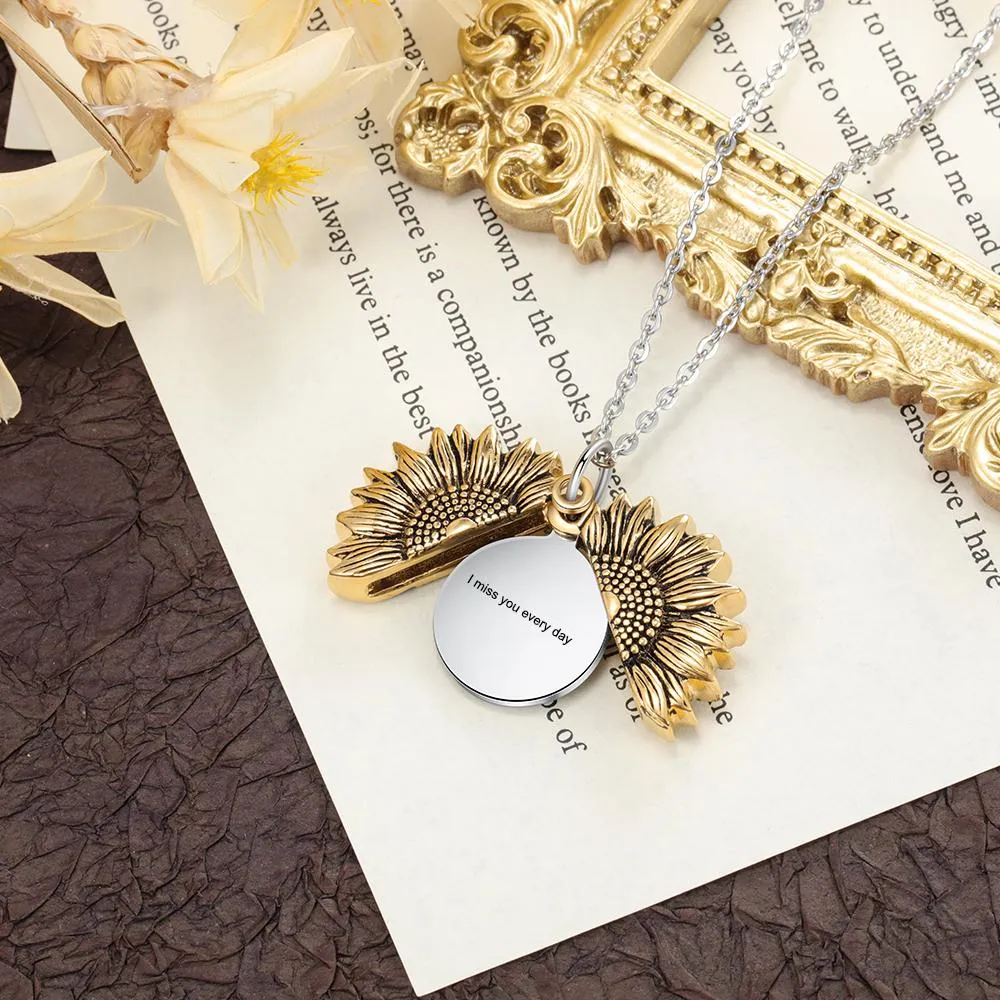 Custom Photo Locket Sunflower Necklace-Best Christmas Gifts For Girlfriend