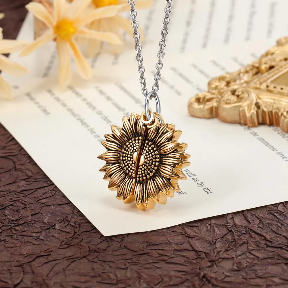 Custom Photo Locket Sunflower Necklace-Best Christmas Gifts For Girlfriend