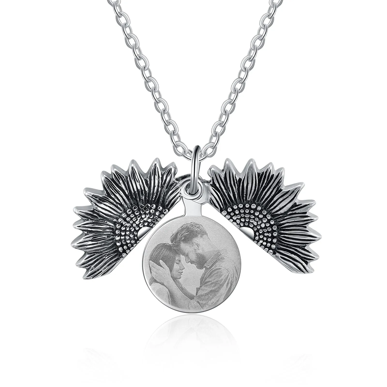 Custom Photo Sunflower Locket Necklace - Best Christmas Gift For Grandparents, Grandma and Great Grandma