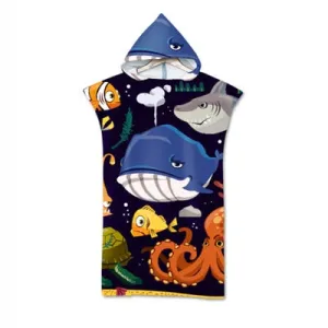 Cute  Print Microfiber Wetsuit Changing Robe Poncho Hood Beach Towel Qick Dry Hooded Towels For Swim Beach Surf Beachwear