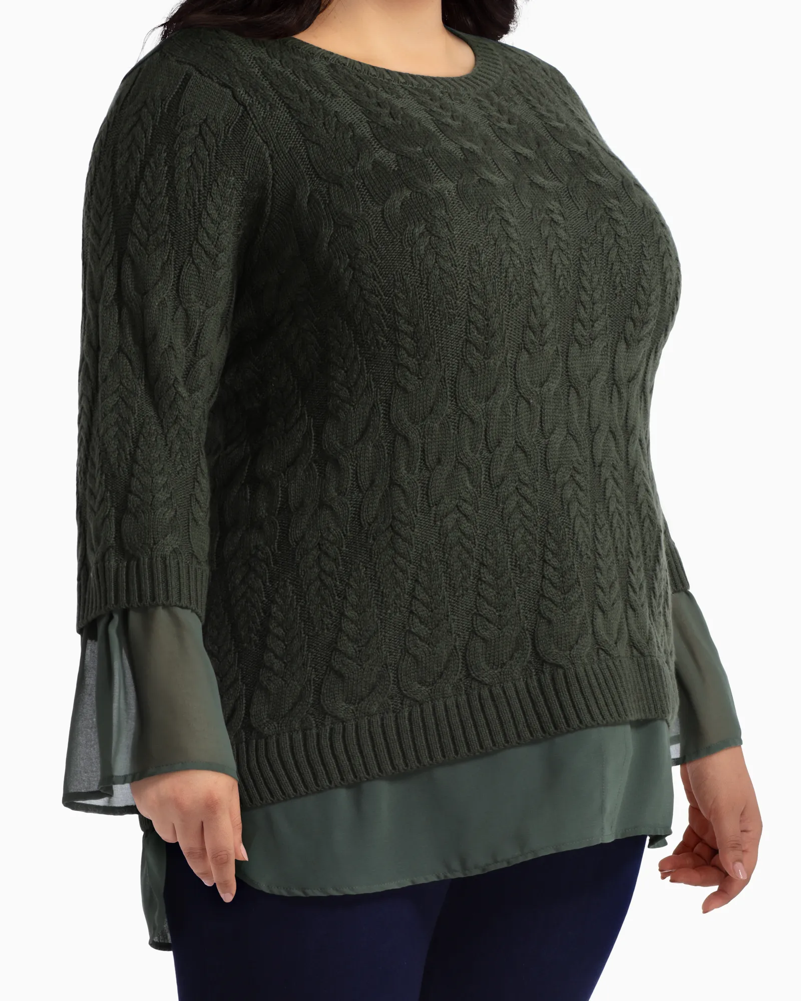 Dalibel Layered Tunic Sweater | Olive Green