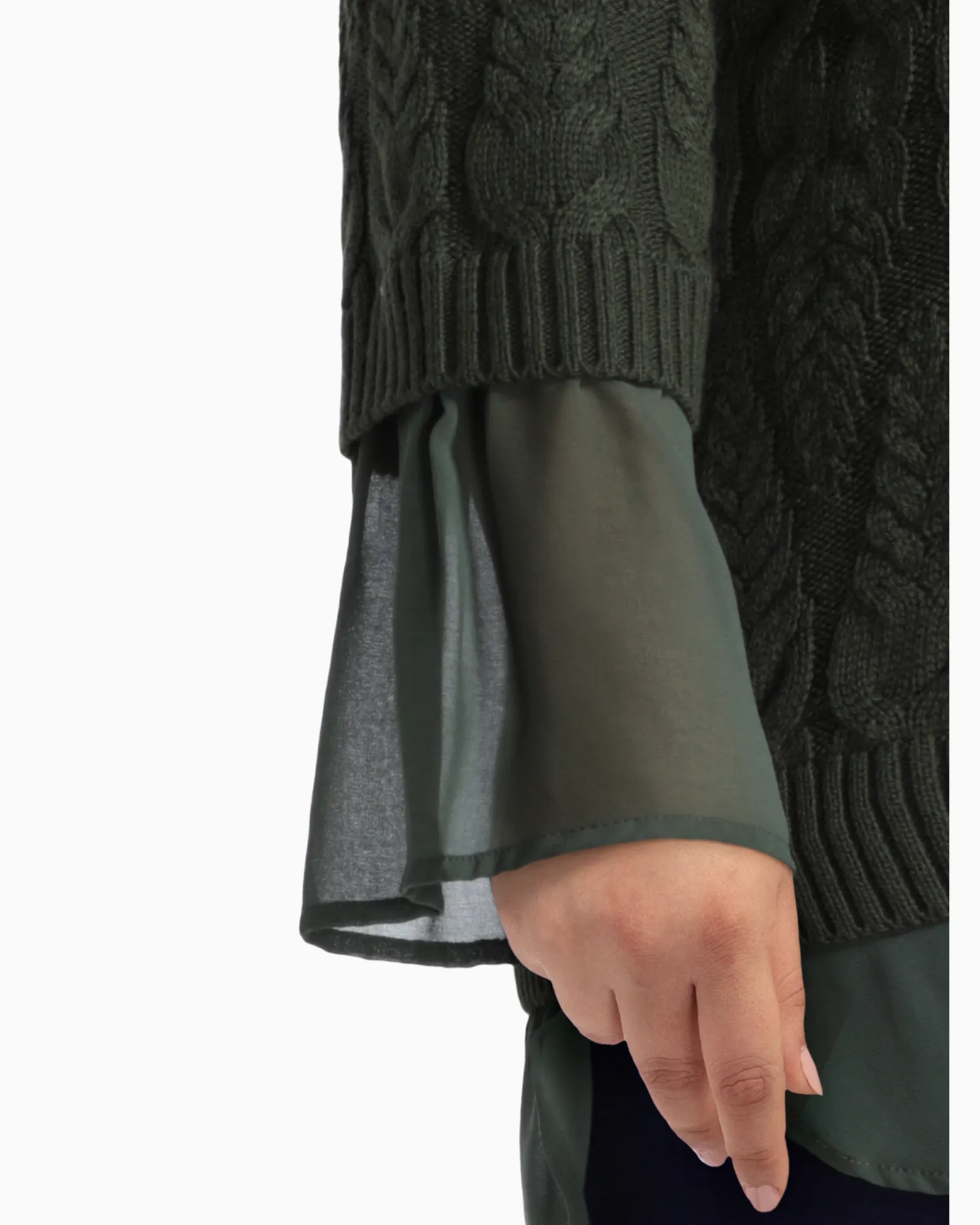 Dalibel Layered Tunic Sweater | Olive Green