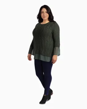 Dalibel Layered Tunic Sweater | Olive Green