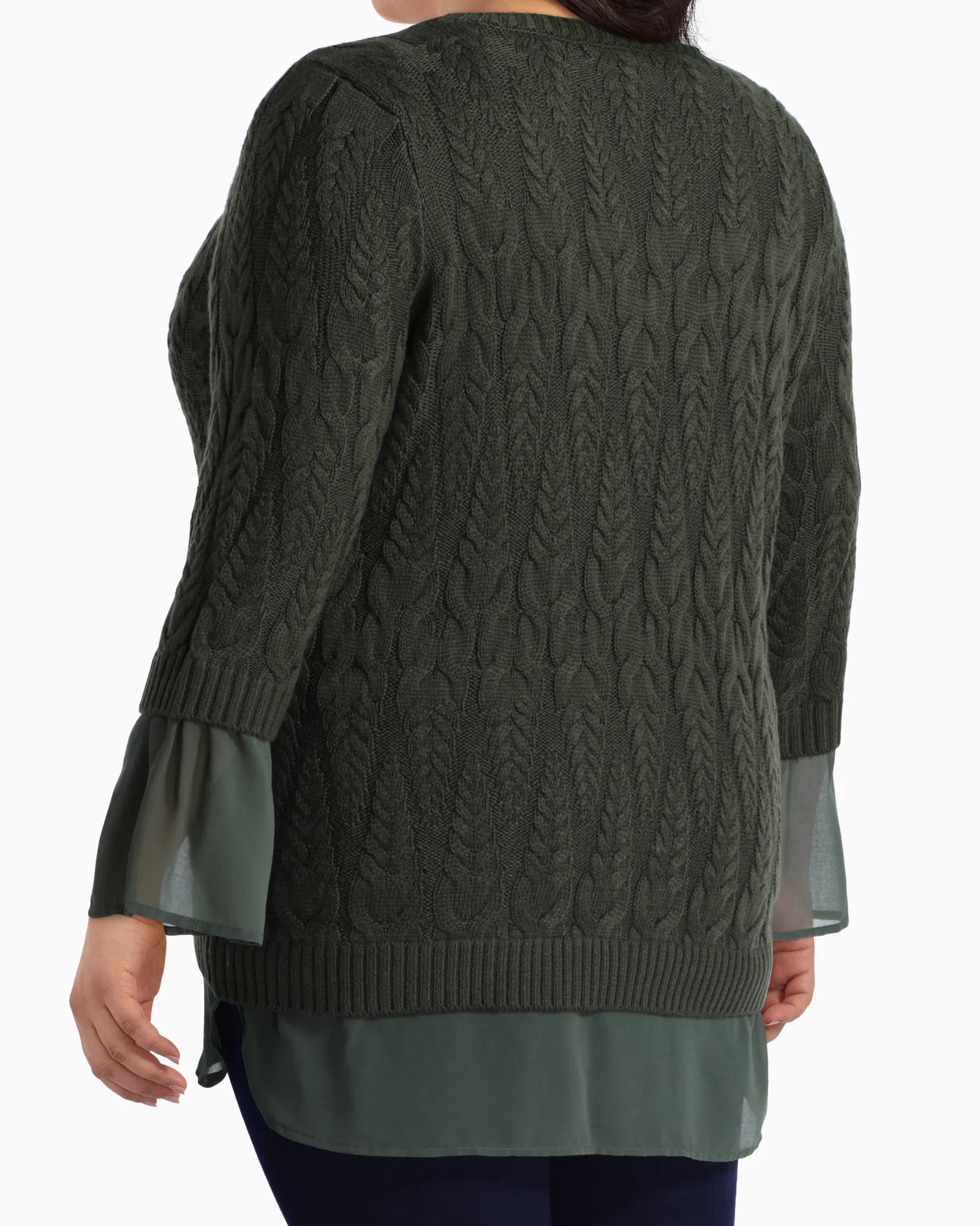 Dalibel Layered Tunic Sweater | Olive Green