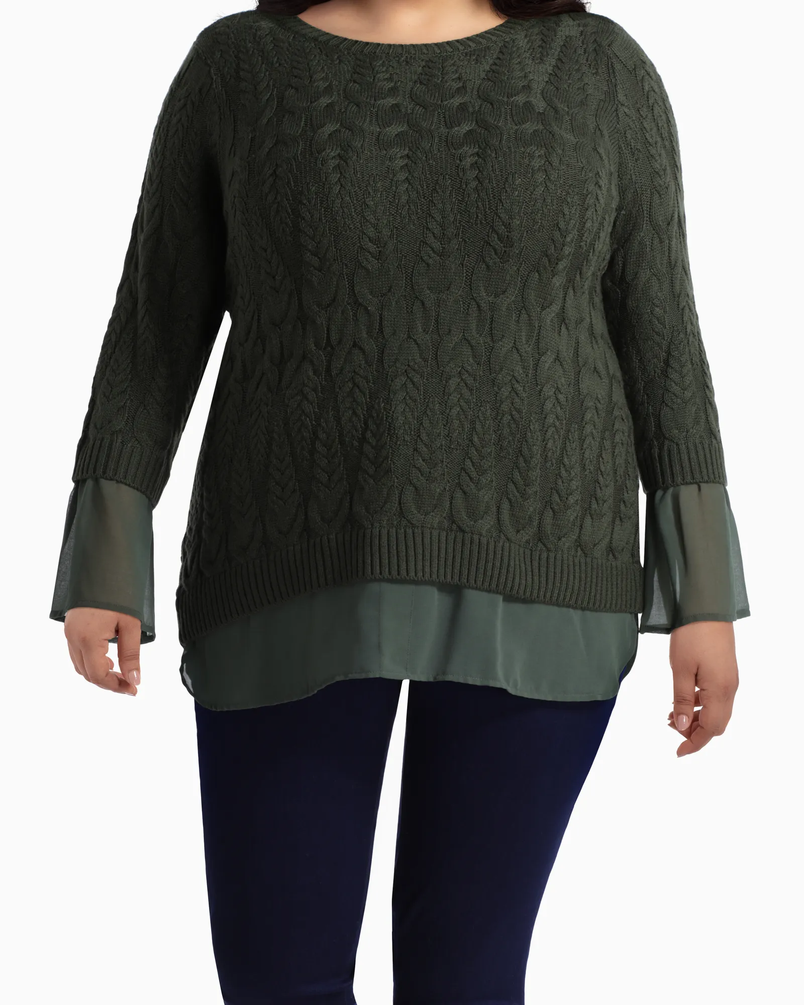 Dalibel Layered Tunic Sweater | Olive Green