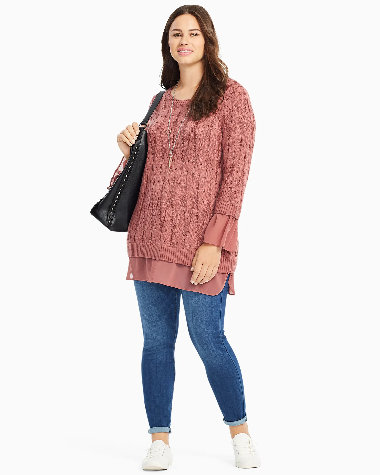 Dalibel Layered Tunic Sweater | Pink