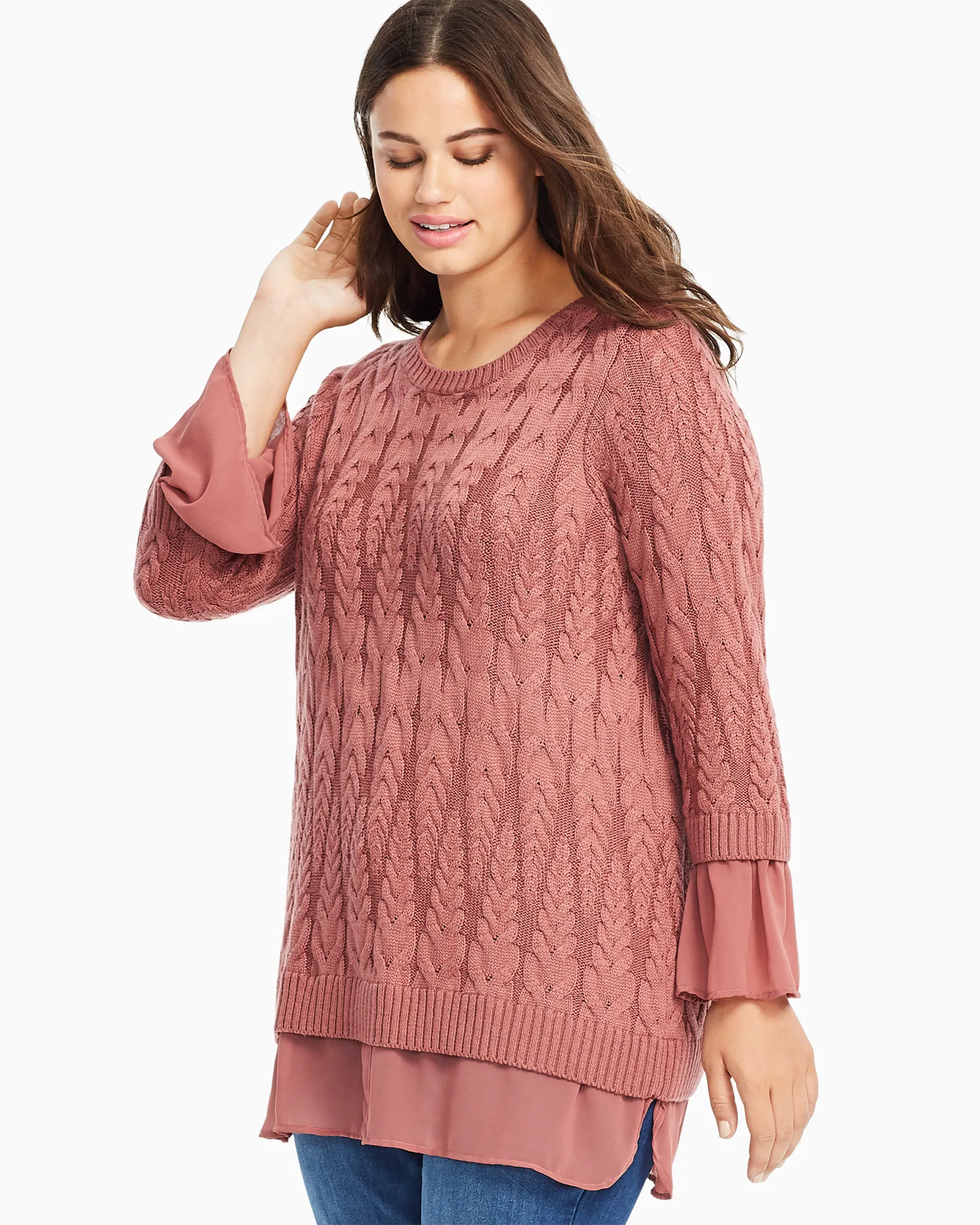 Dalibel Layered Tunic Sweater | Pink