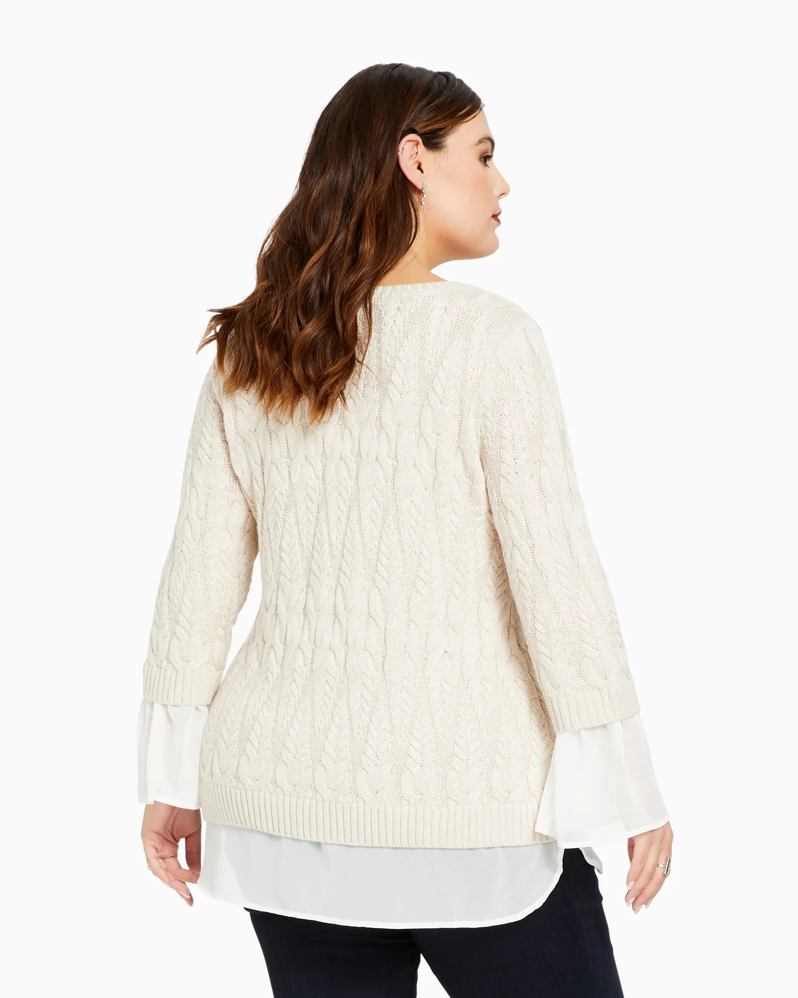 Dalibel Layered Tunic Sweater | Tan / Ivory