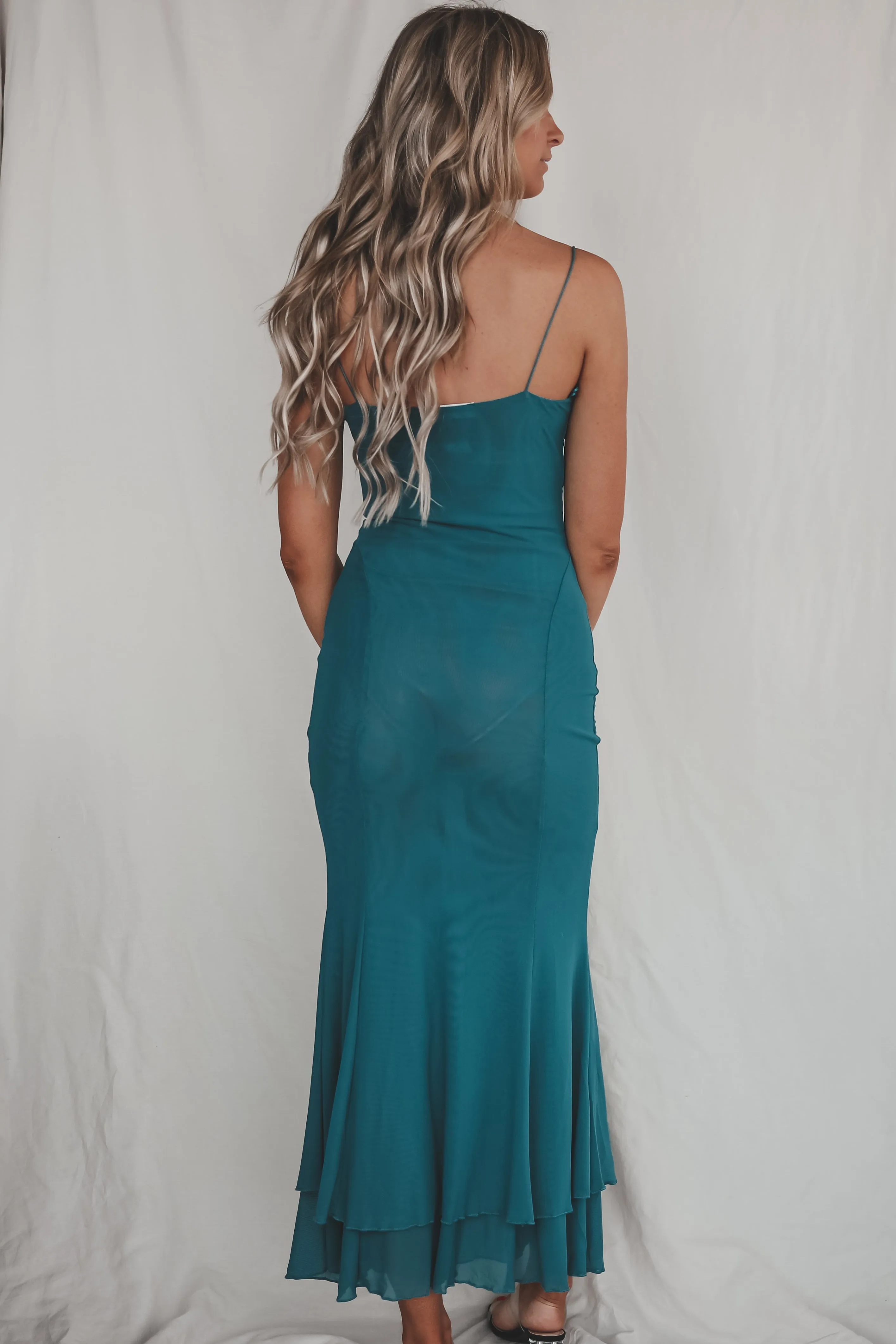 DEAL Time For The Main Event Teal Maxi Dress