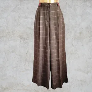 Diane von Furstenberg Womens Brown/Wine Plaid Flare Leg Trousers UK 10 US 6 IT 42 EU 38