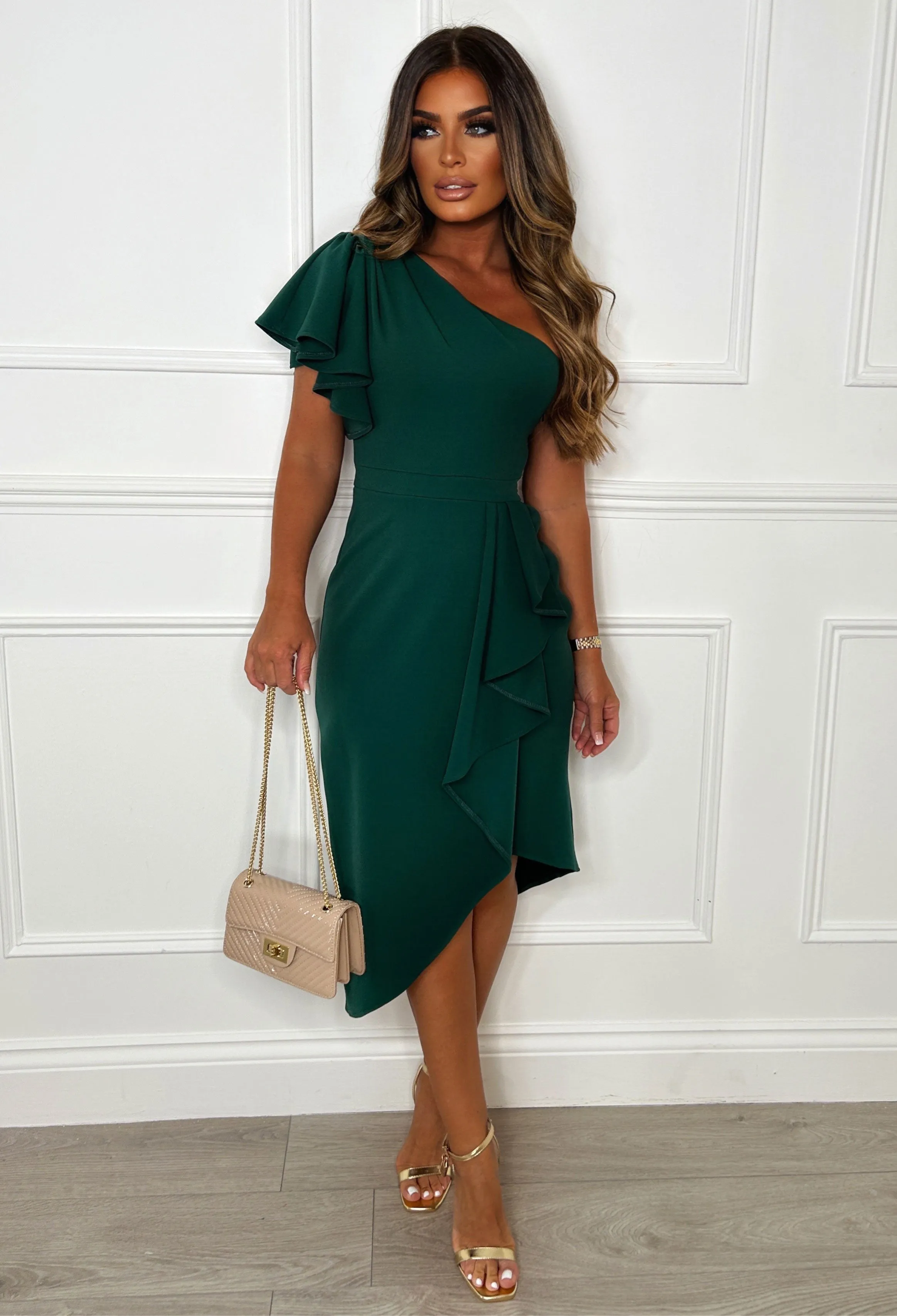 Dreamy Queen Green Frill Midi Dress