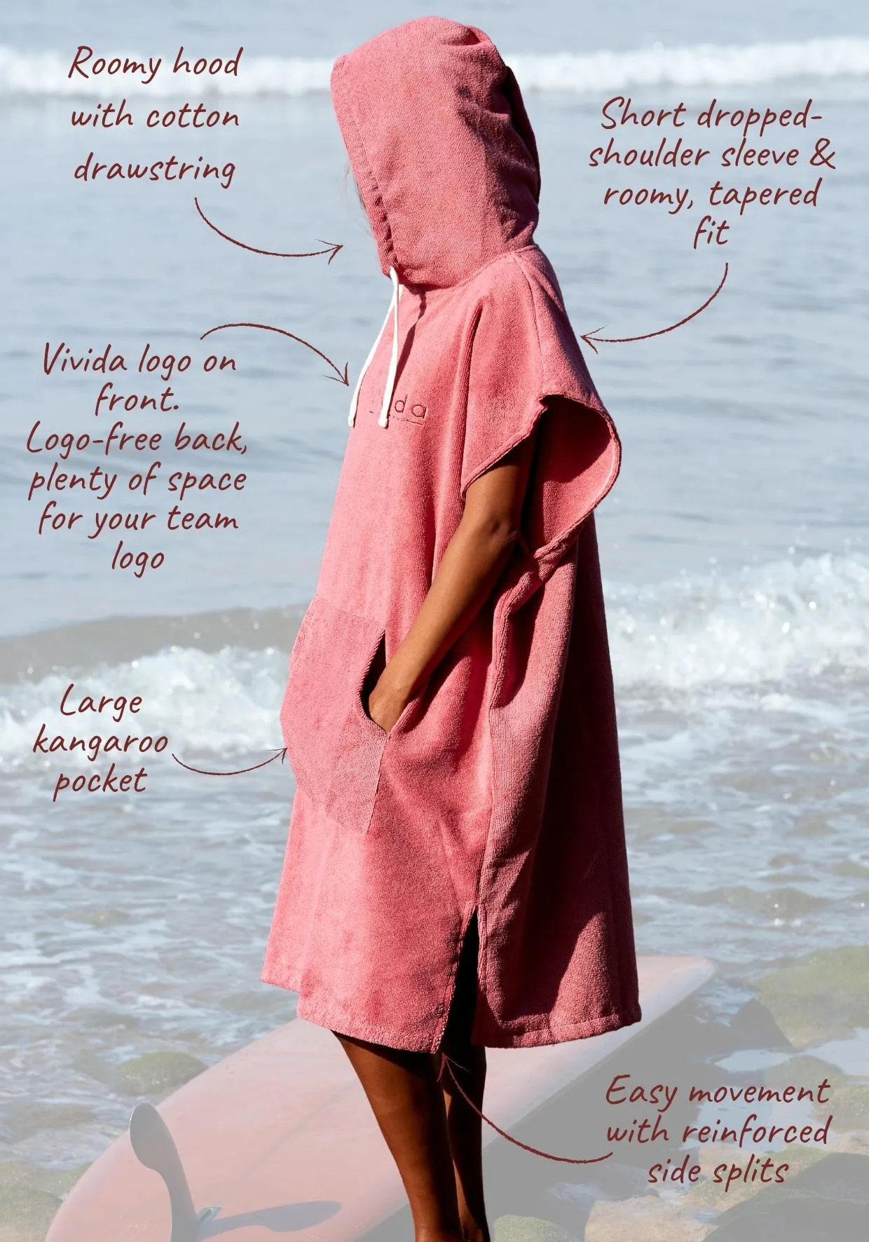 Essential Poncho Towel Changing Robe - Blossom Pink