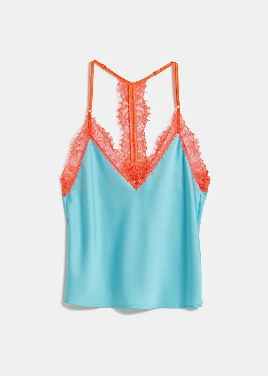 Essentiel Antwerp Fang Cami in Blue and Orange Combo