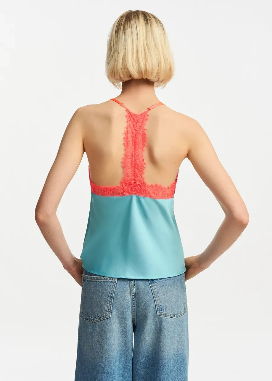 Essentiel Antwerp Fang Cami in Blue and Orange Combo