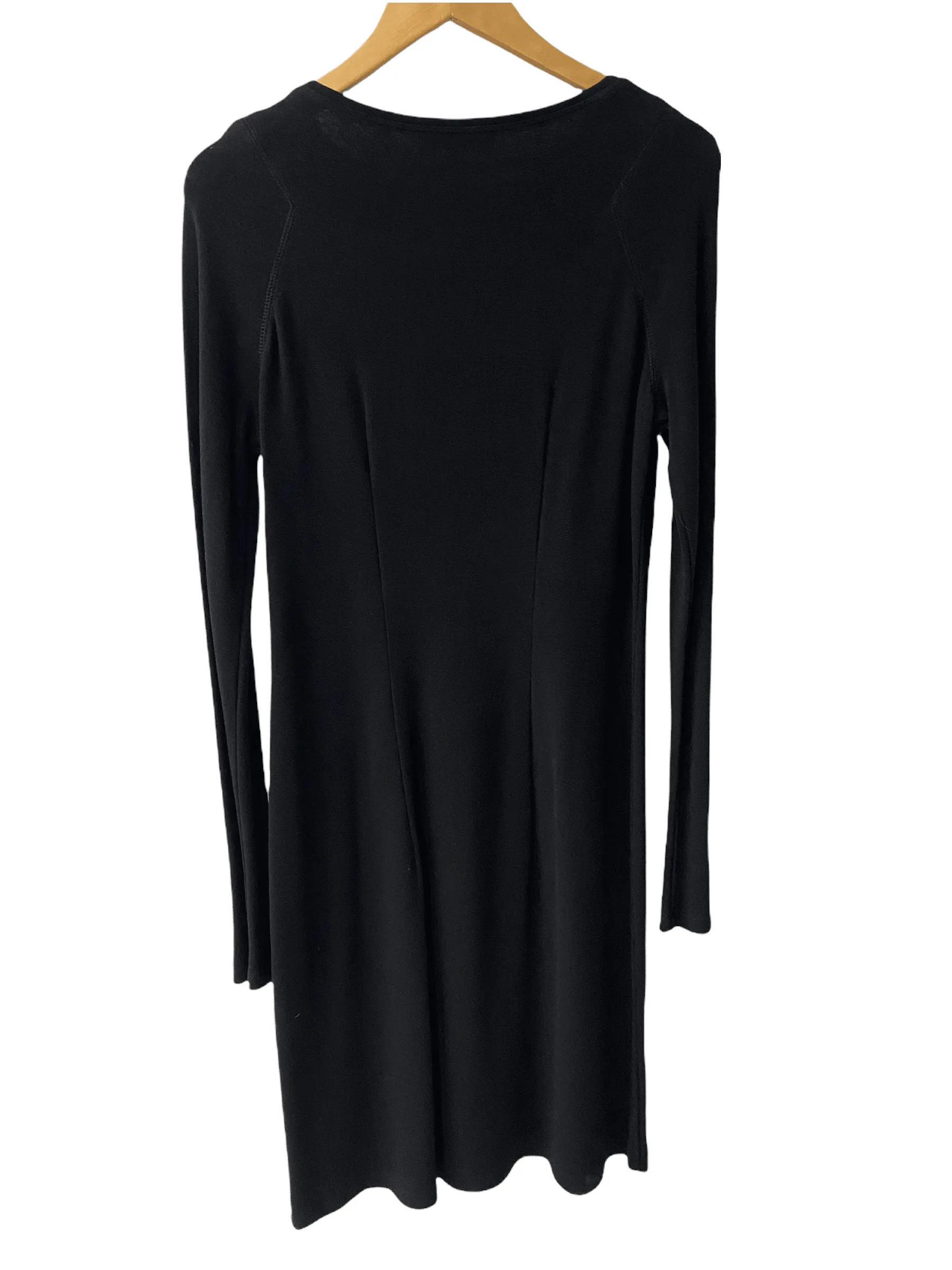 Evelin Brandt black dress long sleeved with zip detail on front Size 40 UK size M