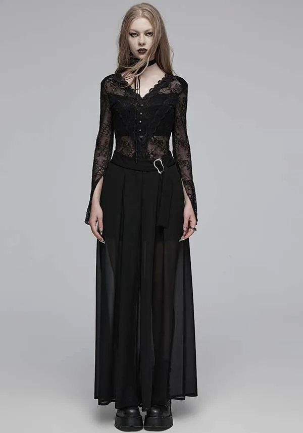 Everleigh Wide Leg | SHEER MID-HIGH PANTS**