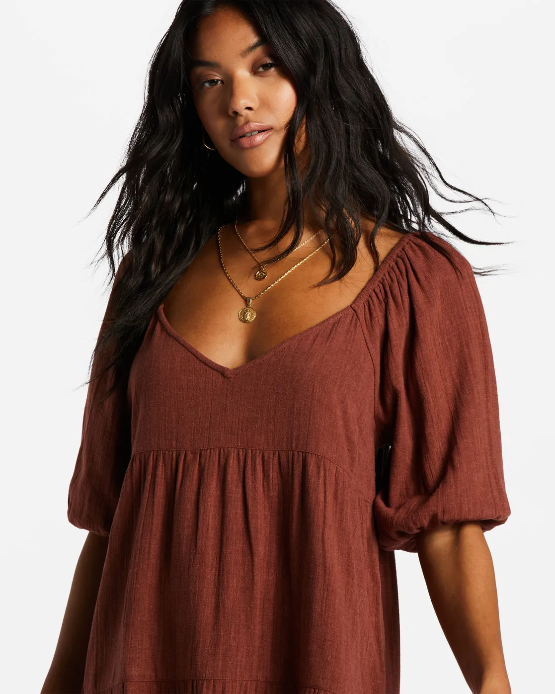 Fall For Ya Babydoll Dress - Mocha