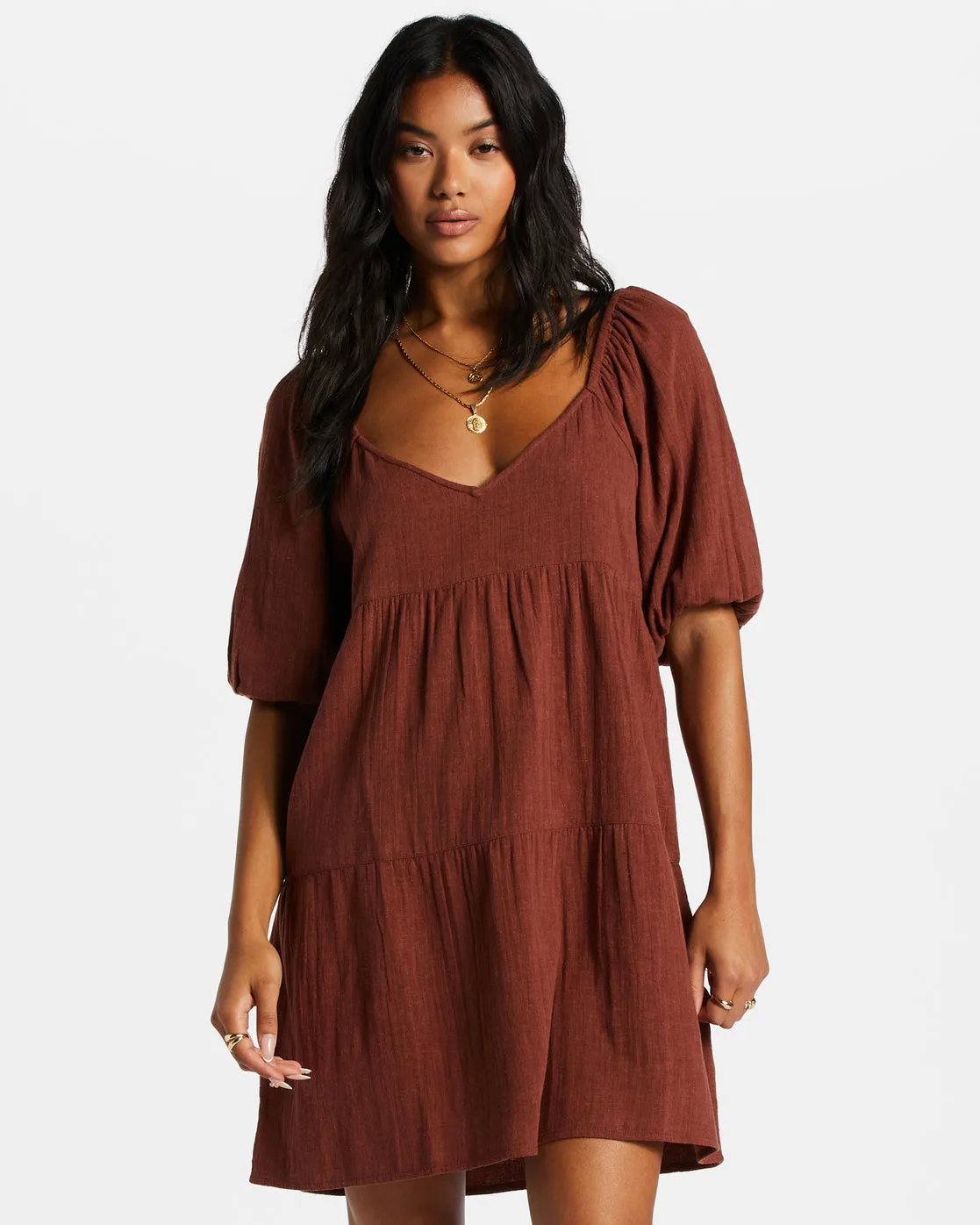 Fall For Ya Babydoll Dress - Mocha