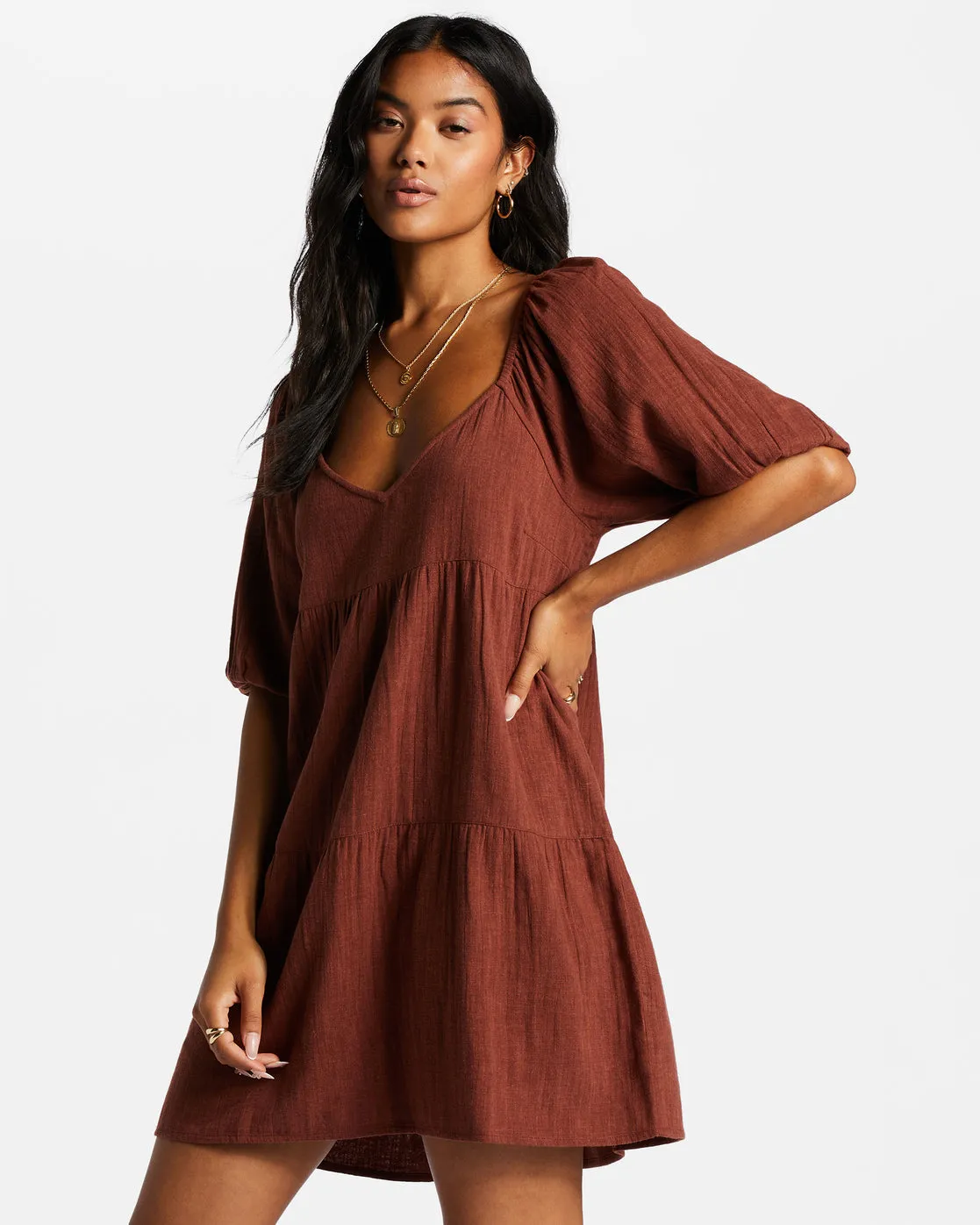 Fall For Ya Babydoll Dress - Mocha