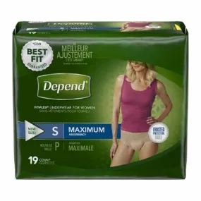 Female Adult Absorbent Underwear Depend  FIT-FLEX  Pull On with Tear Away Seams Small Disposable Hea Count of 38 By Kimberly Clark