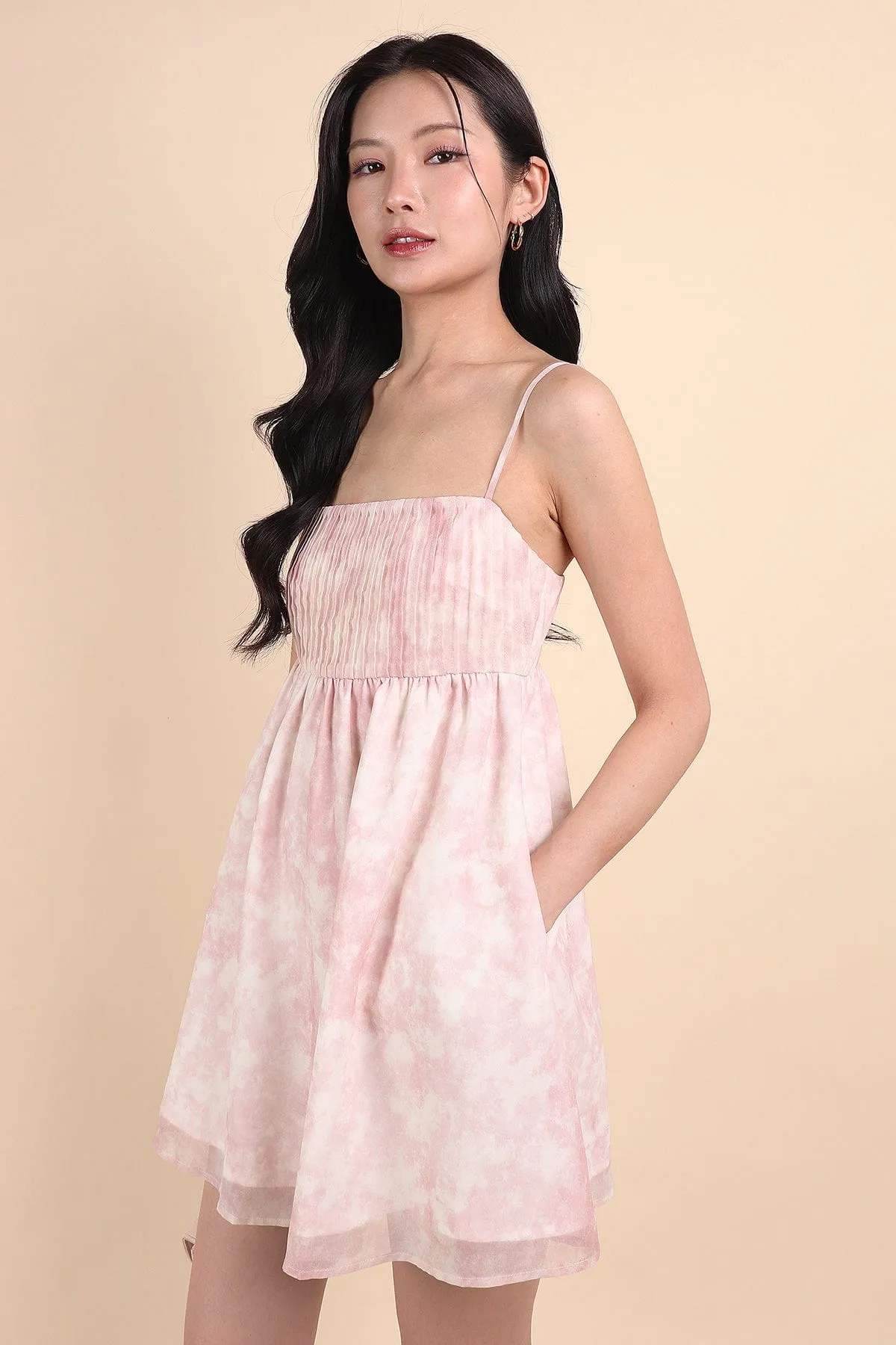 FRENCH DYE BABYDOLL DRESS IN PINK