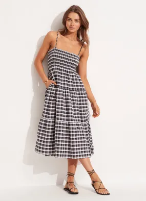 Gingham Maxi Dress - Black