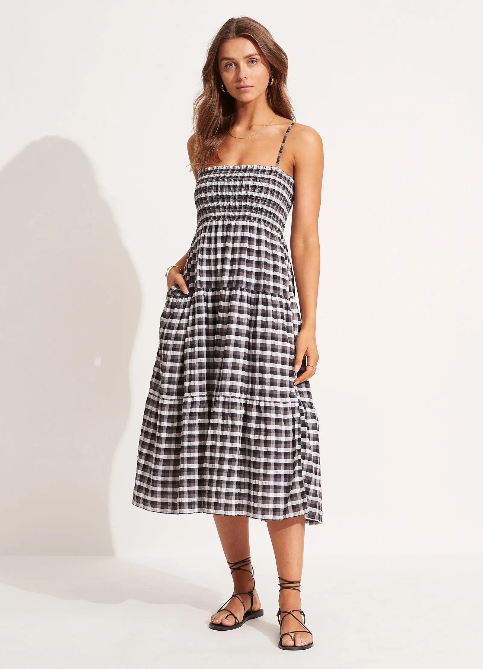 Gingham Maxi Dress - Black