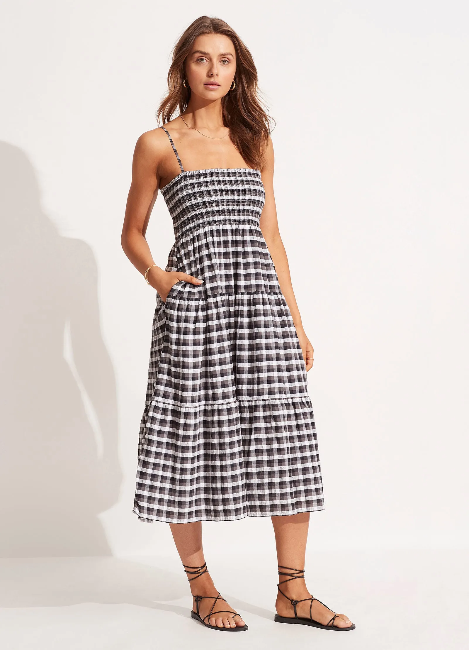 Gingham Maxi Dress - Black