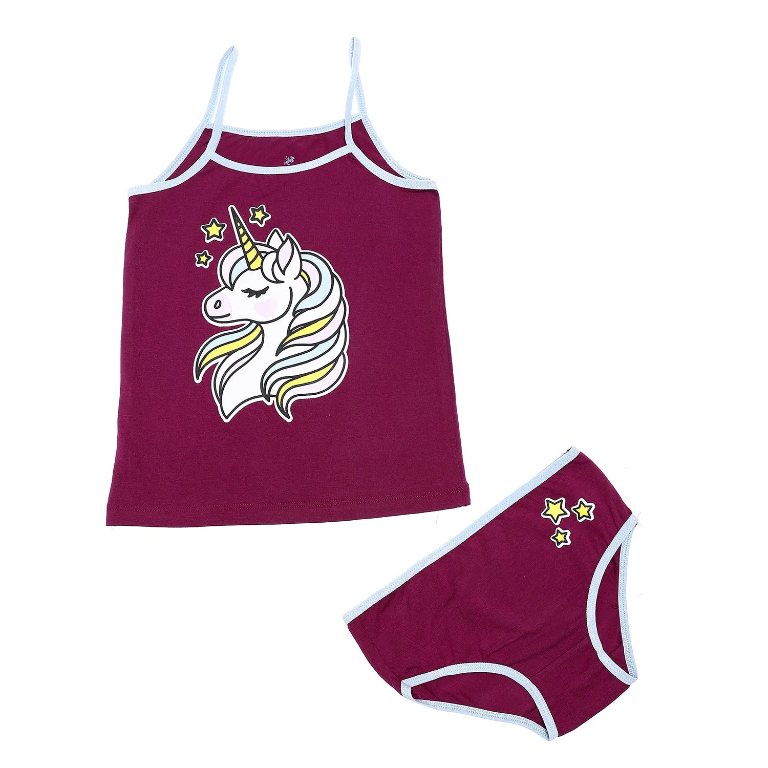 Girls' Bikini and Top Underwear Set - Burgundy