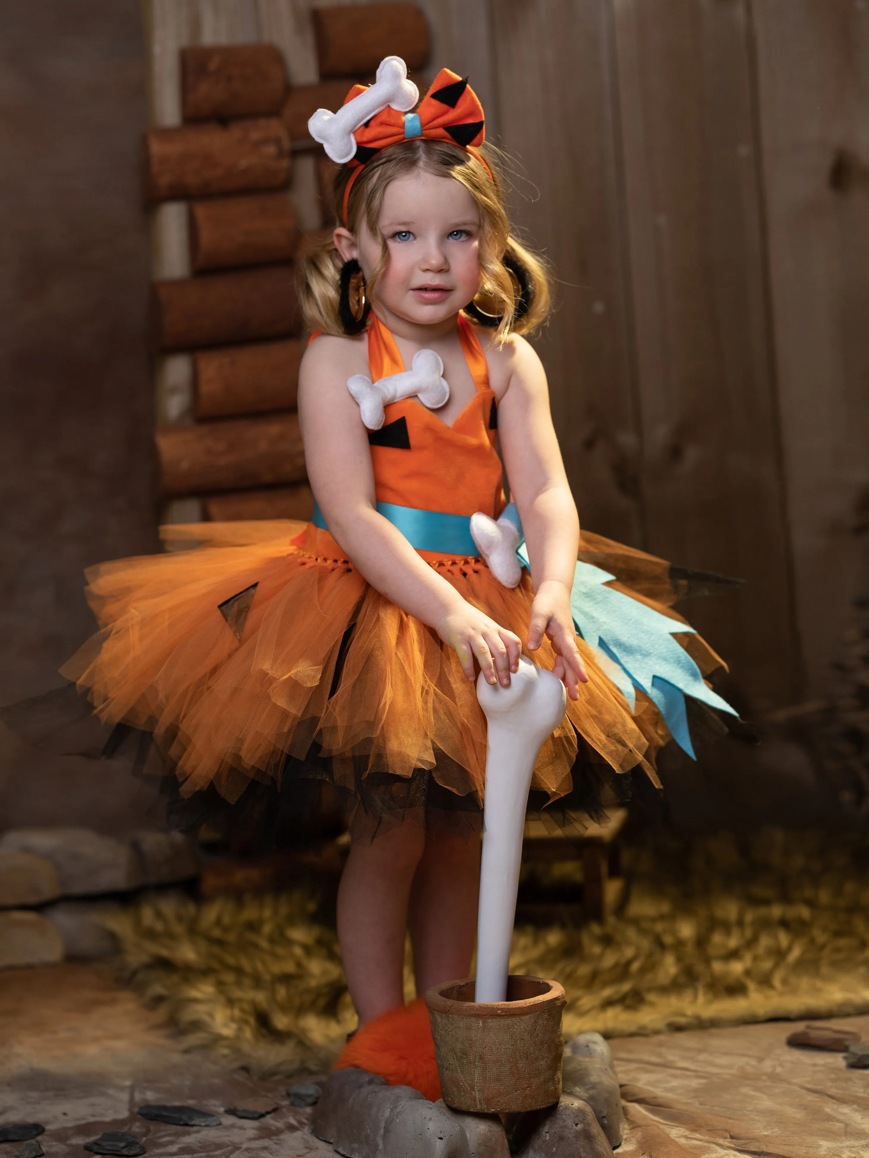 Girls Flintstones Kids Duo Pebbles Costume Dress