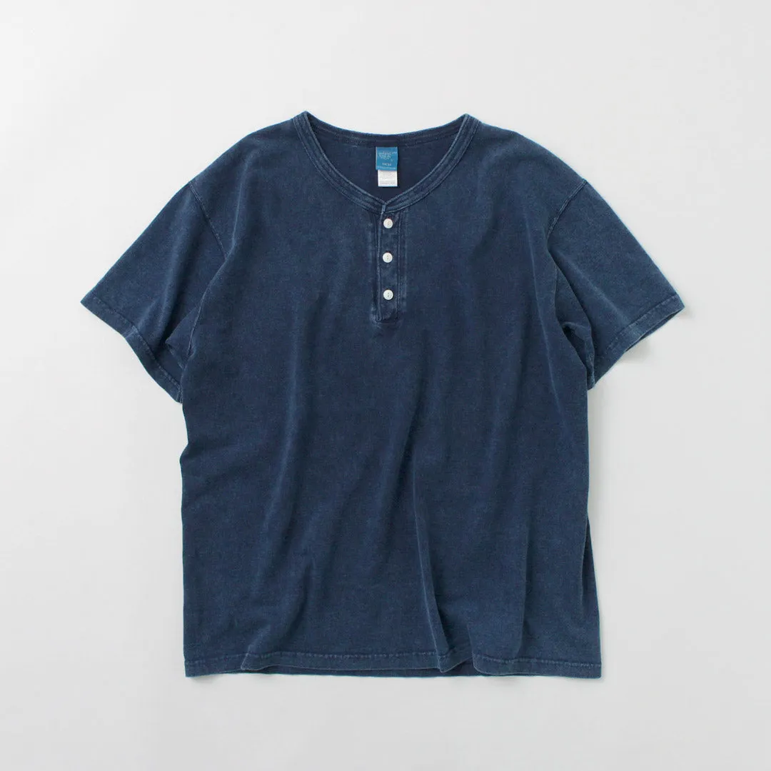 GOOD ON / Short Sleeve Henley T-Shirt / Indigo Shave