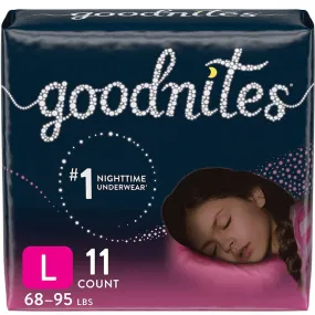 GoodNites Girls Nighttime Bedwetting Underwear, L, 11 Count