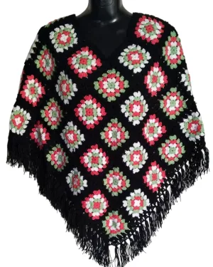 Graminarts Handmade Multicolor Woolen Poncho For Girls/Women