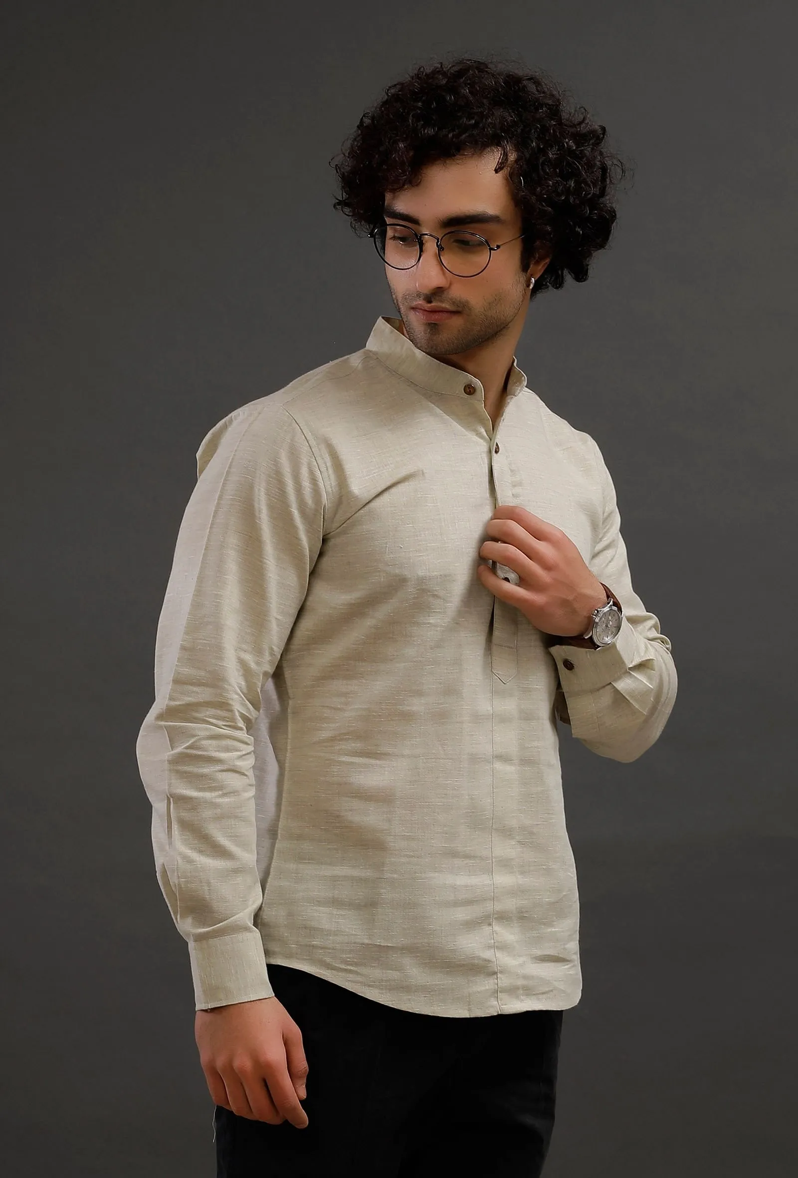 Green Cotton Slim Fit Shirt