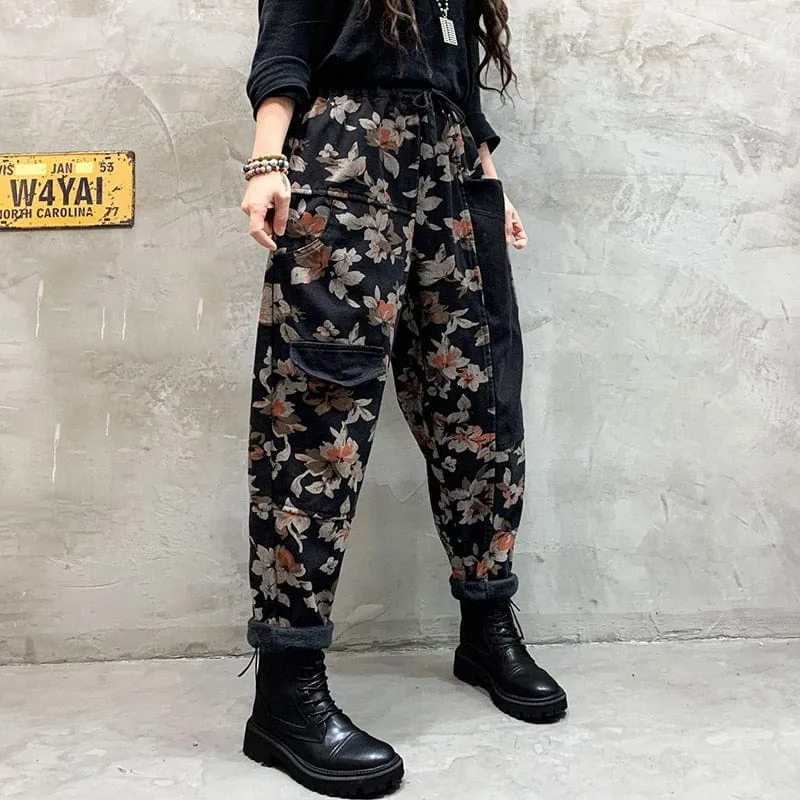 High Waist Denim Harem Pants