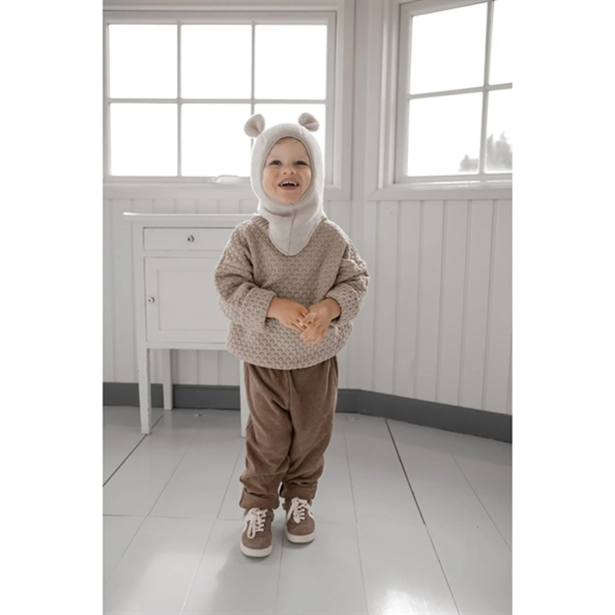 Huttelihut Teddy Balaclava Cotton Fleece w. Ears Camel