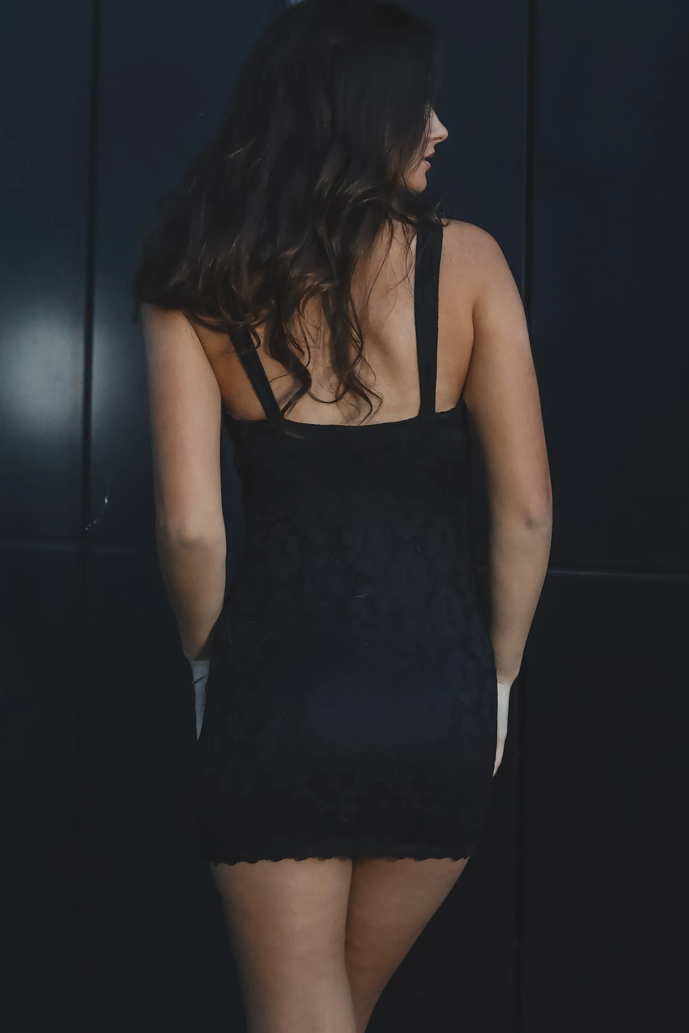 In A Daze Lined Lace Mini Dress