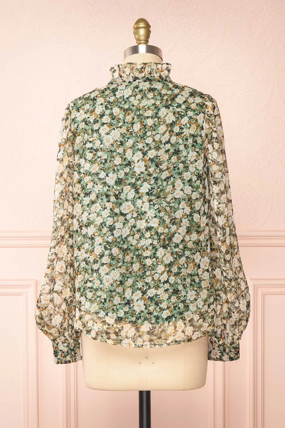 Kabeiride | Floral Blouse w/ Ruffled Collar