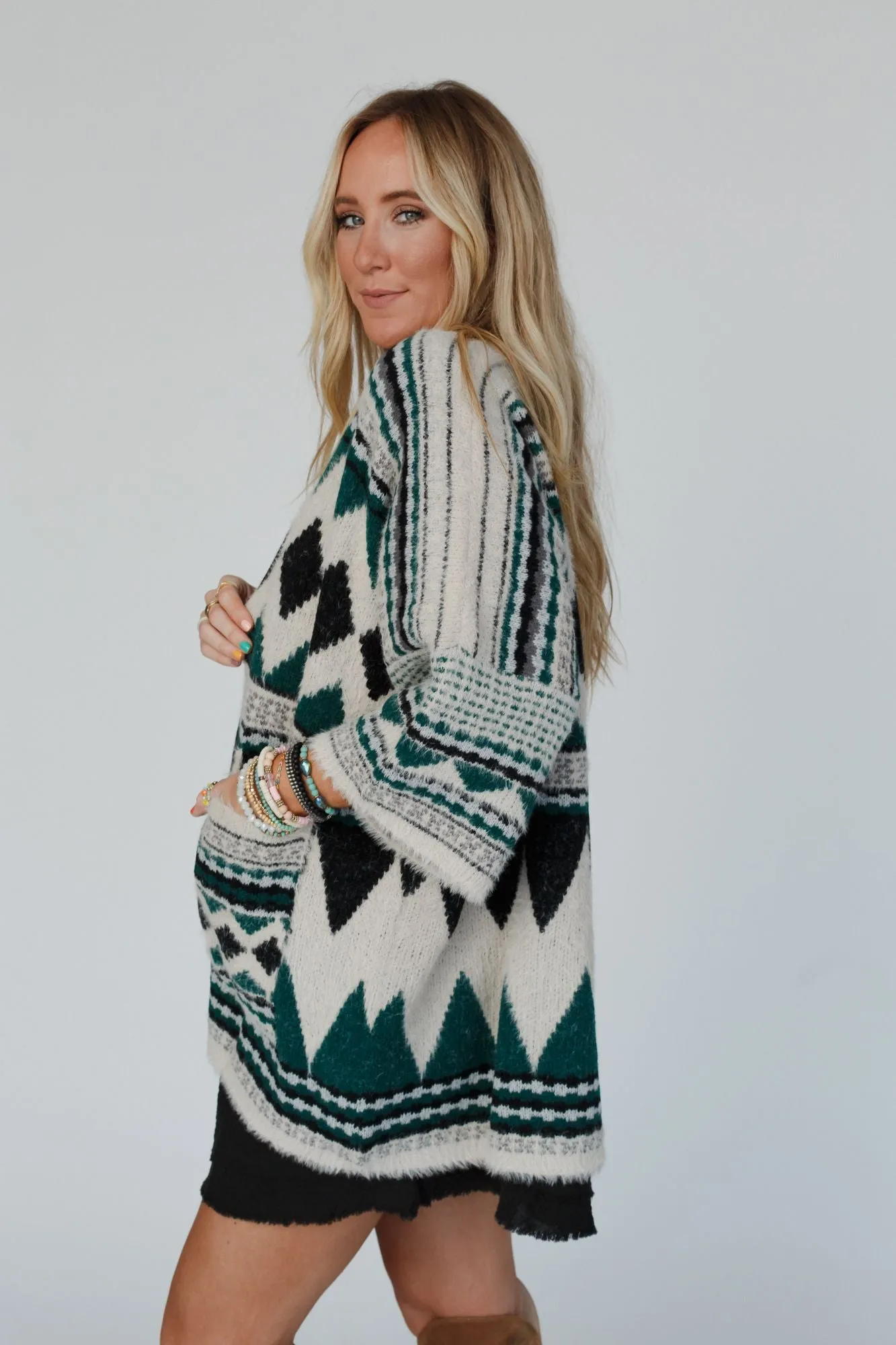 Keep It Up Oversized Cardigan - Green