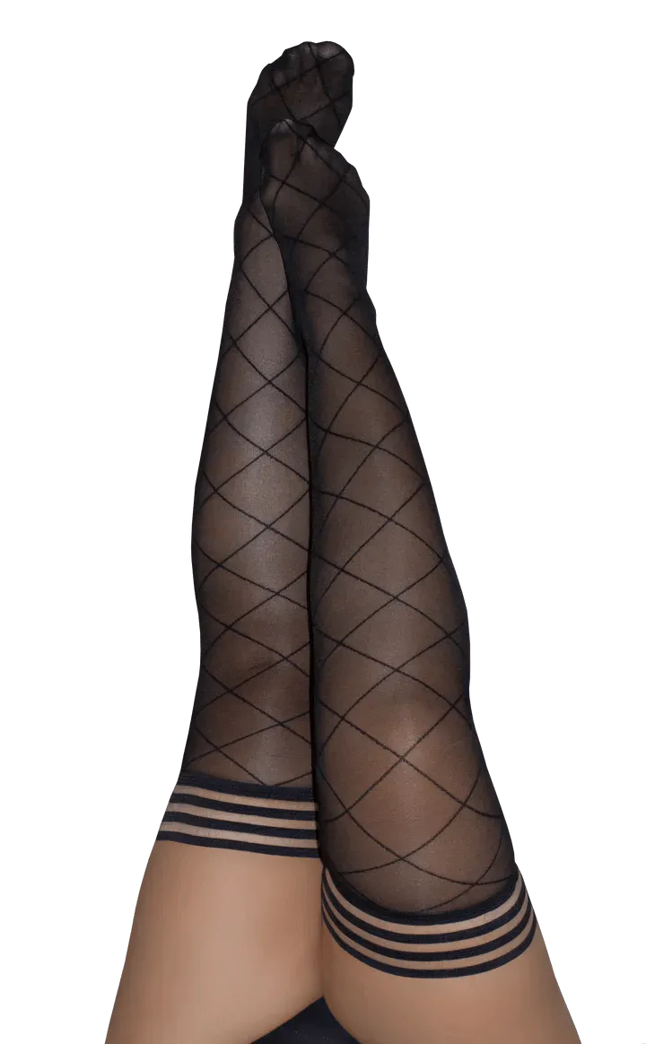 Kix'ies Anna Black Diamond Thigh Highs