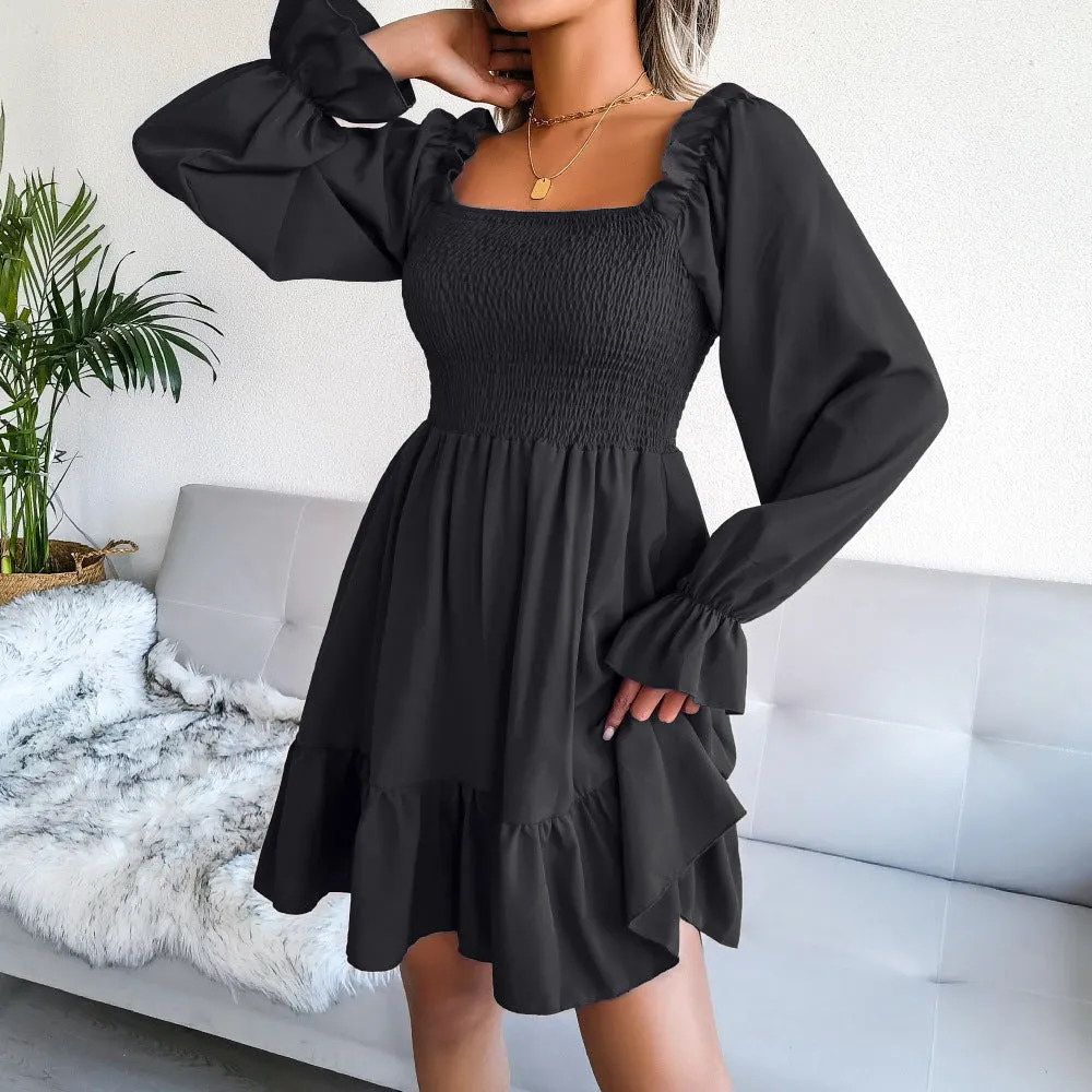 Kolly Smocked Babydoll Dress - Black - FINAL SALE