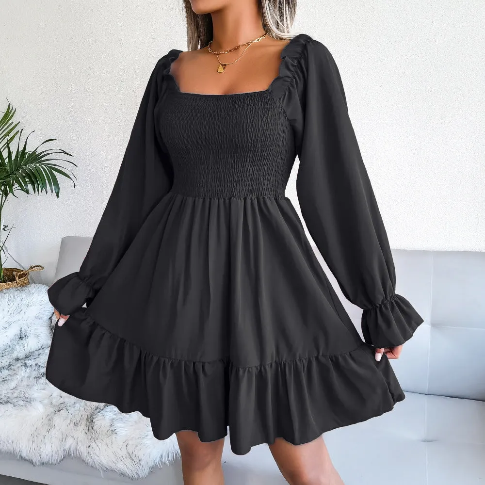 Kolly Smocked Babydoll Dress - Black - FINAL SALE