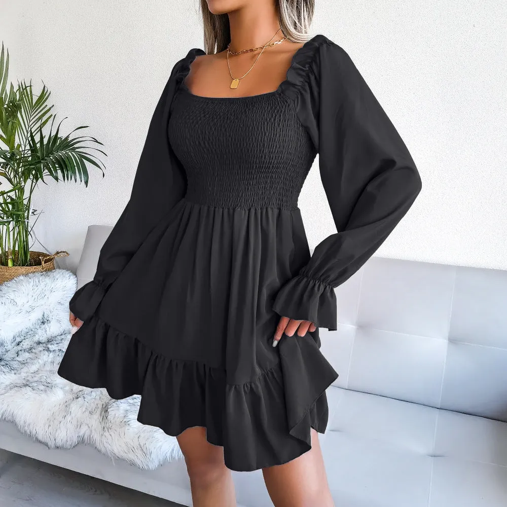 Kolly Smocked Babydoll Dress - Black - FINAL SALE