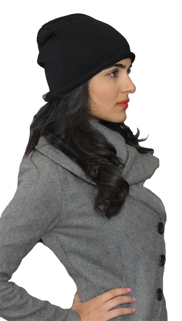 La Fine Head Wear Beanie in Black