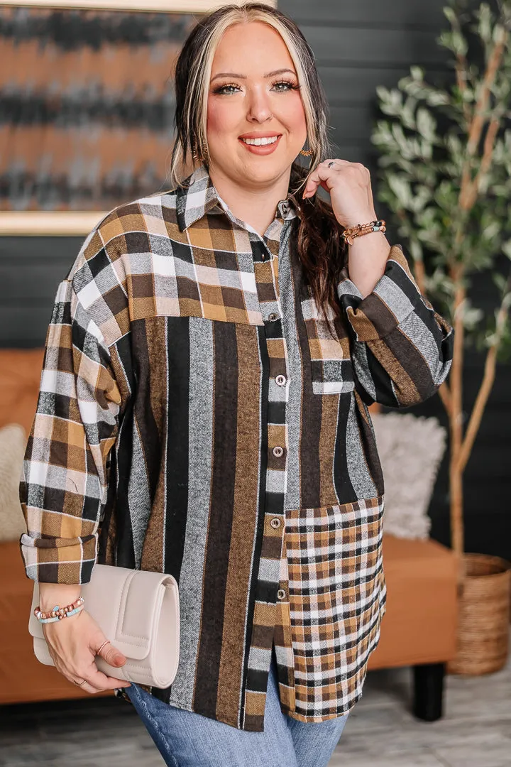 Lena Plaid Flannel Top | {Black Mix}