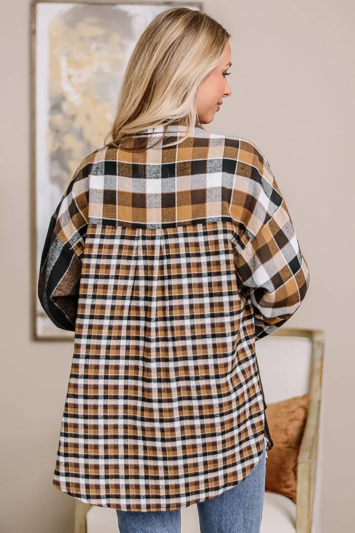 Lena Plaid Flannel Top | {Black Mix}