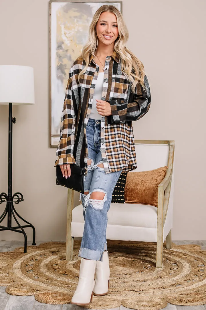 Lena Plaid Flannel Top | {Black Mix}